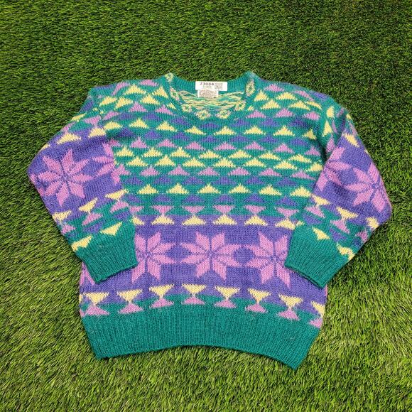 Vintage 90s Fuzzy Sweater Womens Medium 20x22 Baggy - Picture 1 of 11